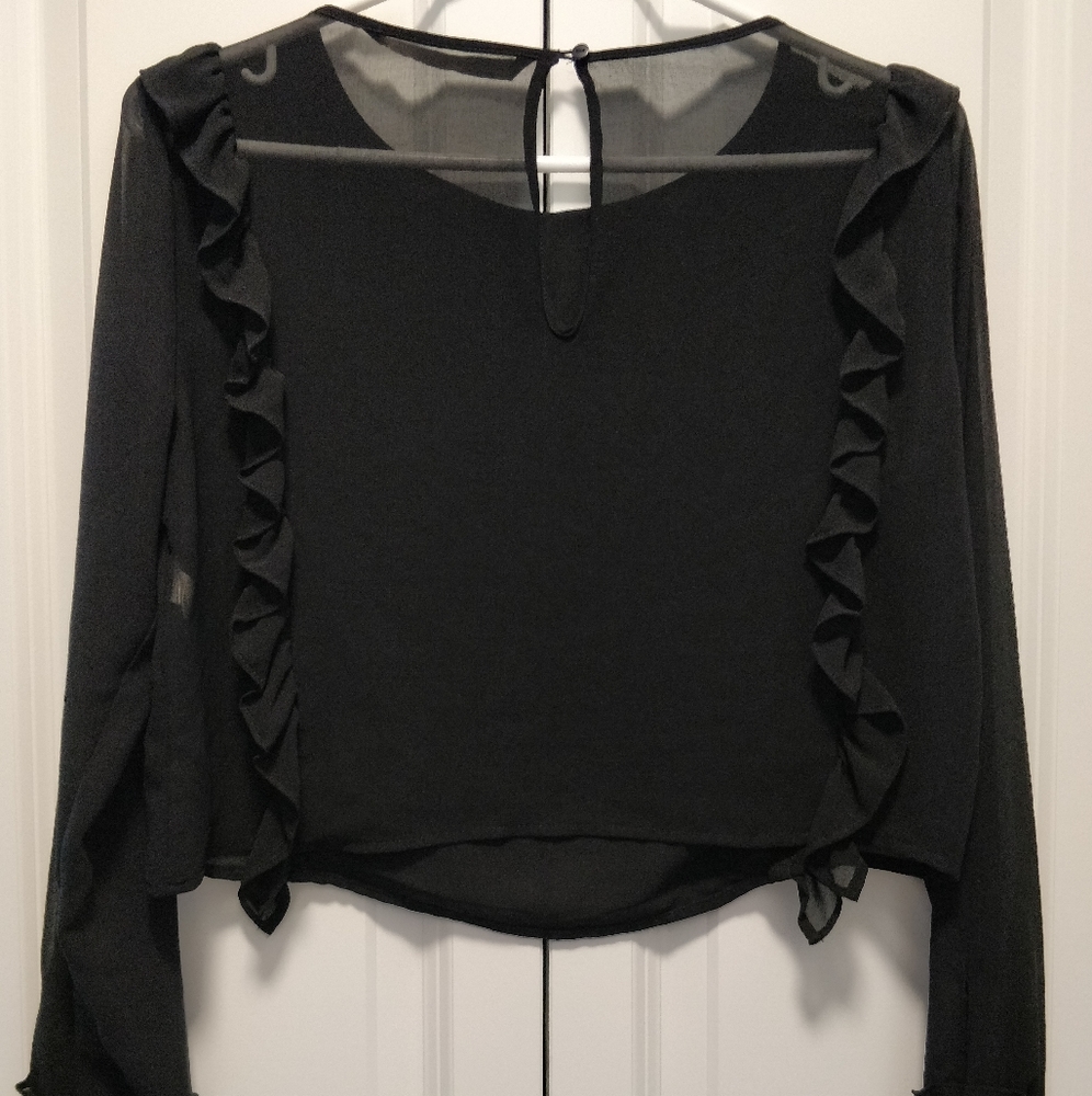 ZARA Cropped Ruffle Blouse - Picture 5 of 6